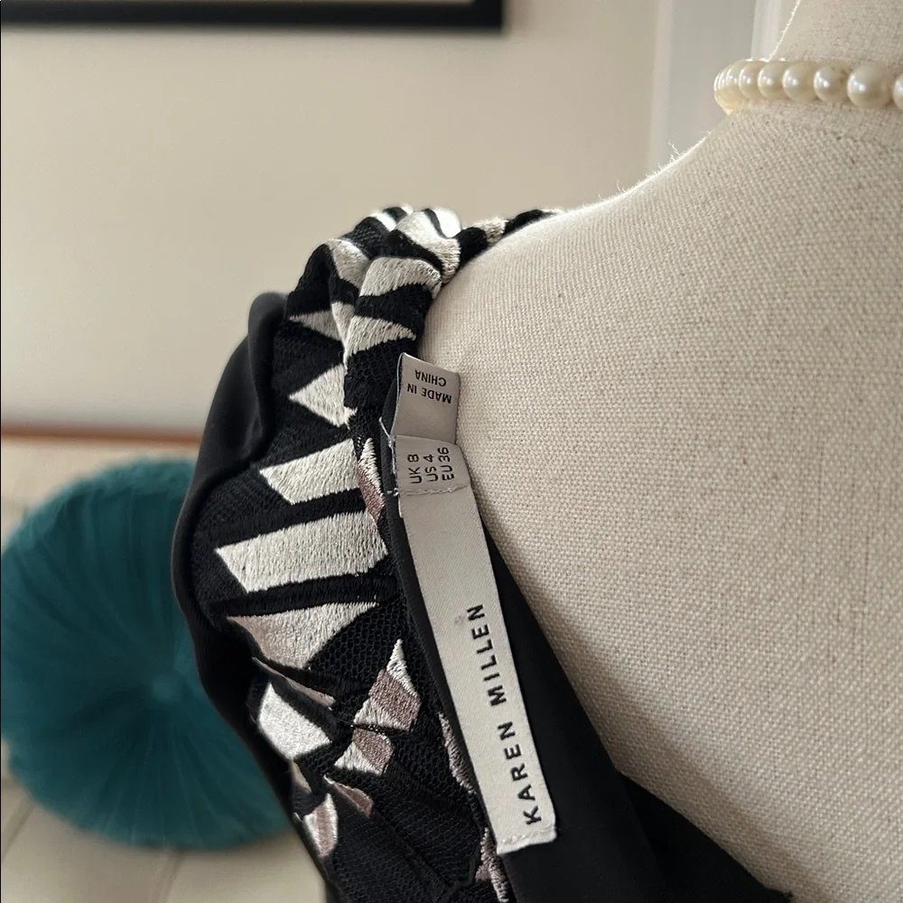 Karen Millen Illusion Neckline & Back Tribal Embroidery Dress - Picture 6 of 11